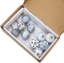 Craft Door Knobs Pulls Vintage Assorted Blue Pottery Ceramic Drawer Pack of 6 - £19.39 GBP
