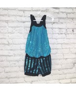 A Wish Come True Dance Costume Girls MC 8 10 Blue Tough Love Metallic Se... - $21.99