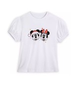 Disney Store Mickey and Minnie Mouse S/S Holiday Top for Women in White ... - $35.63