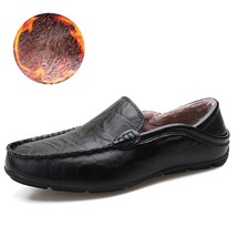 Inter warm fur leather flats loafers winter mens moccasins casual shoes fashion slip on thumb200