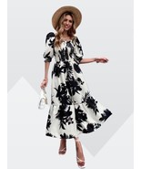 Black and white poly rayon new trendy western frock for woman - £37.45 GBP