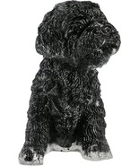 Handmade Black Obsidian Crystal Dog Statue Animal Collectible Resin Chip... - £37.25 GBP