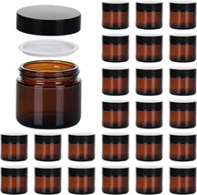 2 oz Jars with Lids 24Pcs Amber Glass Jars with Lids Containers round Glass Jar - £33.02 GBP