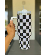Black 40oz Rhinestone Checkered Handled Tumbler - $43.63