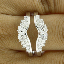 Ladies 1.2Ct Baguette Diamond Anniversary Wrap Guard Ring 14K White Gold Over - £65.78 GBP