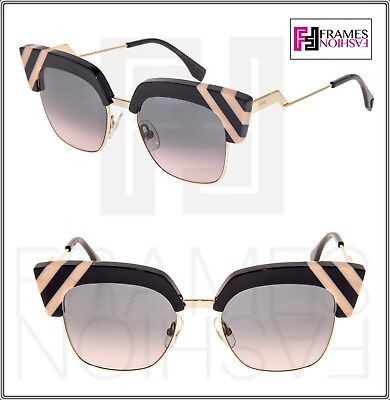 FENDI Waves FF0241S Black Peach Stripe Pink Gradient Sunglasses Cat Eye ... - $201.96