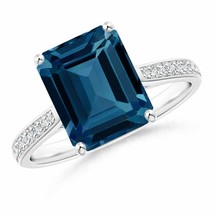 Authenticity Guarantee 
ANGARA London Blue Topaz Cocktail Ring with Diamonds ... - £1,066.99 GBP