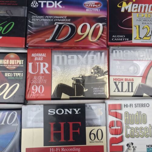 Cassette Tape Lot Of 9 New Sealed Sony RCA Maxell TDK Memorex 60 90 110 120 Min - $24.95
