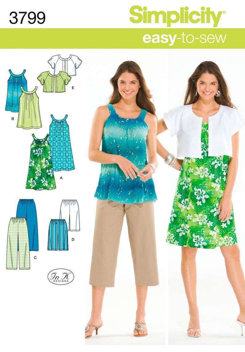 Simplicity Easy To Sew Women's Dress, Tunic, Cropped Pants, City Shorts, and Jac - $21.49