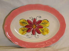 Oval Serving Platter Dinnerware Pink &amp; Yellow Floral Japan - £15.78 GBP