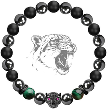Black Panther Charm Bracelet with Natural Stones &amp; Magnetic Hematite - $418.72 MXN