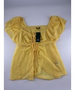 Wild Fable Short Sleeve Sheer Tie Down Shirt Womens Yellow Extra Small New - $10.53 CAD