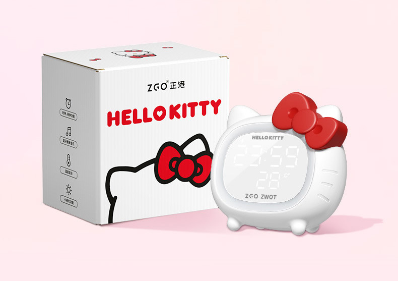 Sanrio Characters Hello Kitty Bell Alarm Time Clock Bluetooth Night Light New - $29.99