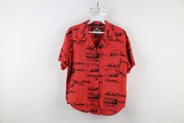 Vintage Y2K Harley Davidson Womens Large Spell Out All Over Print Button Shirt - £68.84 GBP