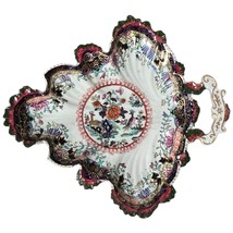 Antique Staffordshire Mason&#39;s Patent Ironstone Leaf Shaped Dish Imari Pa... - €173,68 EUR