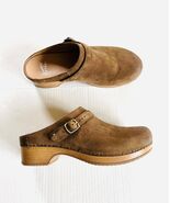 Dansko Sz 9 Berry Nubuck Tan Leather Suede Buckle Hardware Strap Clogs - $108.34 CAD