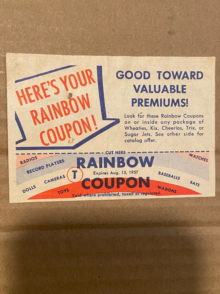 Vintage 1950&#39;s Rainbow Coupon Early General Mills *Pre-Owned/Nice* a2 - $11.99