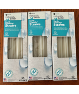 3- 50 Straw Boxes, Biodegradable White Paper Drinking Straws Eco friendl... - £14.50 GBP