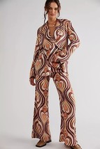 New Free People One Way Out Printed Pants RETRO-INSPIRED Size 4 - £53.95 GBP