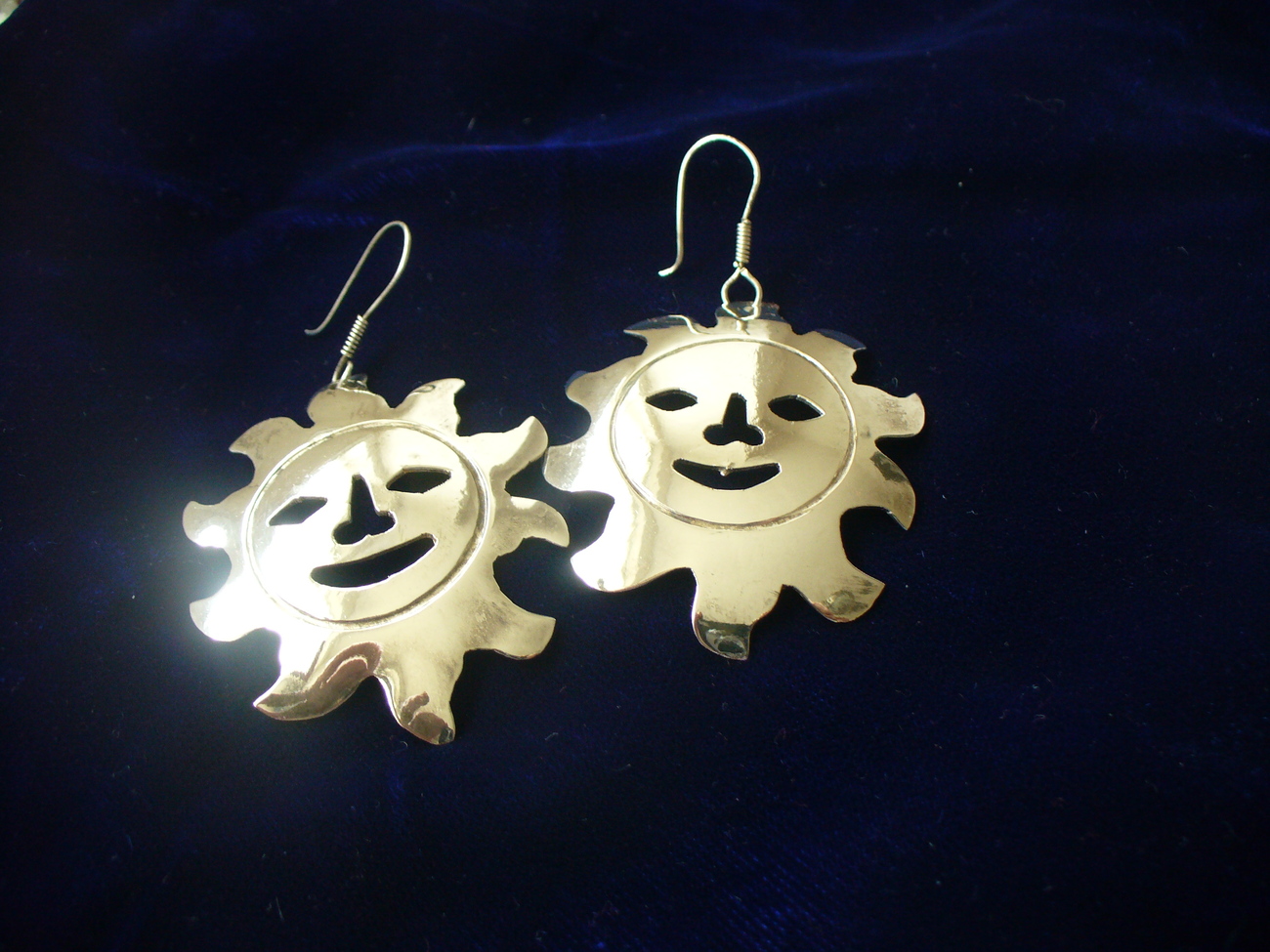 Silver Plate Large Sun Earrings - $3.00