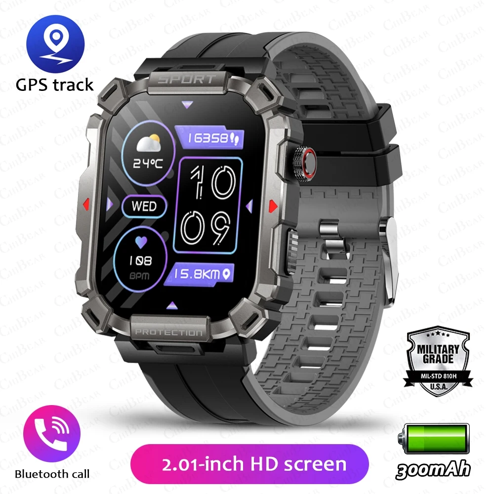 2024  Bluetooth Call Outdoor Sports Fitness Mens Smartwatch 201 HD Heart Rate Bl - £18.38 GBP