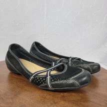 Natural Soul Women&#39;s Plantain Flats 9.5 Black Suede Leather Laser Cut Sl... - $29.57