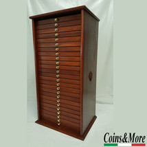 Money Chest Medals Table 25 Drawer Coins&amp;more Coin Cabinet Handmade IN Mahogany - £906.79 GBP