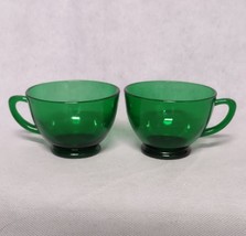 An item in the Pottery & Glass category: Hocking Forest Green Punch Bowl Cups 2 Depression Glass