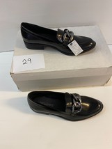 JD WILLIAMS Black Patent Loafers with Chain Detail UK 5E Eur 38 US 7 (29) - $42.51