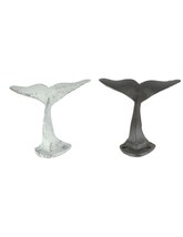 Scratch &amp; Dent Set of 2 Colorful Whale Tail Rustic Cast Iron Wall Hooks - £19.41 GBP