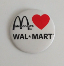 Vintage McDonald&#39;s Loves Wal-Mart Button Lapel Hat Pin - £4.92 GBP