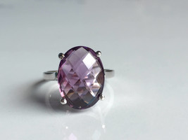 AAA super fine quality natural african amethyst ring in 925 sterling silver - £116.92 GBP