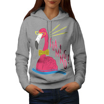 Wellcoda Mr Flamingo Hippie Womens Hoodie, Funky Casual Hooded Sweatshirt - £29.24 GBP