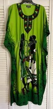 Exotic Ethnic Kaftan African Long Maxi Dress Green Shore Drive One Size VGPC - £19.46 GBP