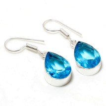 London Blue Topaz Pear Shape Handmade Fashion Earrings Jewelry 1.20" SA 3868 - £4.13 GBP
