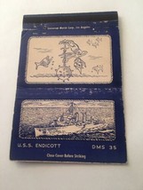 Vintage Matchbook Cover Matchcover US Military Navy Ship USS Endicott DMS 35 - £3.00 GBP