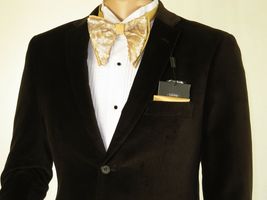 Men's Velvet Blazer Sport Coat Two Button Side Vents GEORGIO COSANI 491 Brown image 9