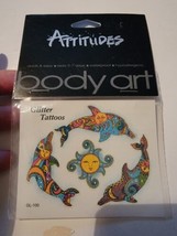 Vintage Glitter Body Tattoos Bod Art Temporary Tat Sun Dolphins Y2K 2001 USA - £15.65 GBP