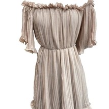 Flawless Blush Pink Pleated Dress Womens Large Off Shoulder NEW - £14.42 GBP