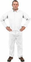 40ct Disposabl SF Coveralls 66&quot; Long White Laminated PP 60 gsm Full Body - £150.08 GBP