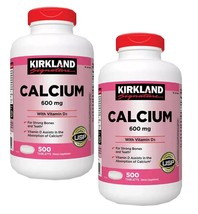 2 Packs Kirkland Signature 600mg Calcium Tablet w/Vitamin D3 500 Tablet EXP 3/26 - £23.58 GBP