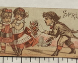 Boy Flirting With Girls Small Victorian Trade Card Clipped VTC 6 - $5.93