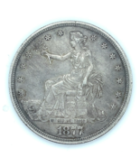 1877-S $1 Trade Dollar in Very Fine VF Condition, XF in Wear, Old Cleaning - $440.04 CAD