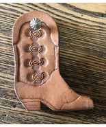 Vtg LEATHER WESTERN COWBOY BOOT KEY RING KEY CHAIN FOB Hand Tooled Langt... - $18.95 CAD