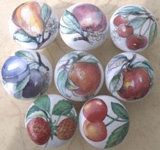 Ceramic Cabinet Knobs 8 watercolor fruit Pretty (8) - £31.82 GBP