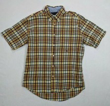 Tommy Hilfiger Mens Button Shirt Plaid Short Sleeve Size L Cotton Multi Color - £9.03 GBP