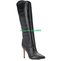 Snakeskin Stiletto Heel Knee High Boots Sexy Pointed Toe Slip On Fashon Women Ru - £155.78 GBP