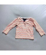 Ralph Lauren Striped Girls 24 Month Shirt Top Long Sleeve Tee Orange White - £10.89 GBP