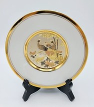 Vintage Art Of Chokin 24k Border Porcelain Peacocks &amp; Chrysanthemums 6&quot; Plate - £6.22 GBP