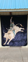 Bull Rider Cowboy Rodeo Outdoor Queen Blanket Bedspread - £44.18 GBP